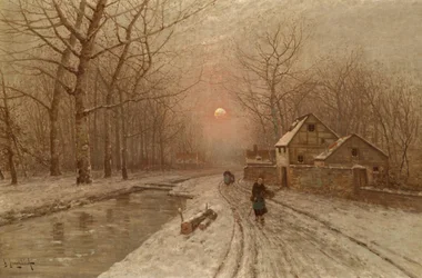 Crépuscule sur une rue de village